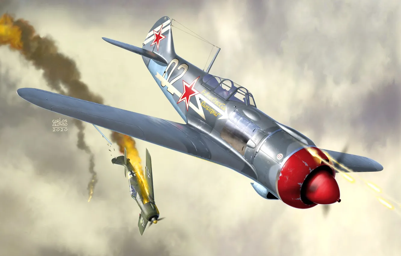 Photo wallpaper fighter, USSR, THE RED ARMY AIR FORCE, La-5F, Carlos Alonso, Lavochkin La-5F