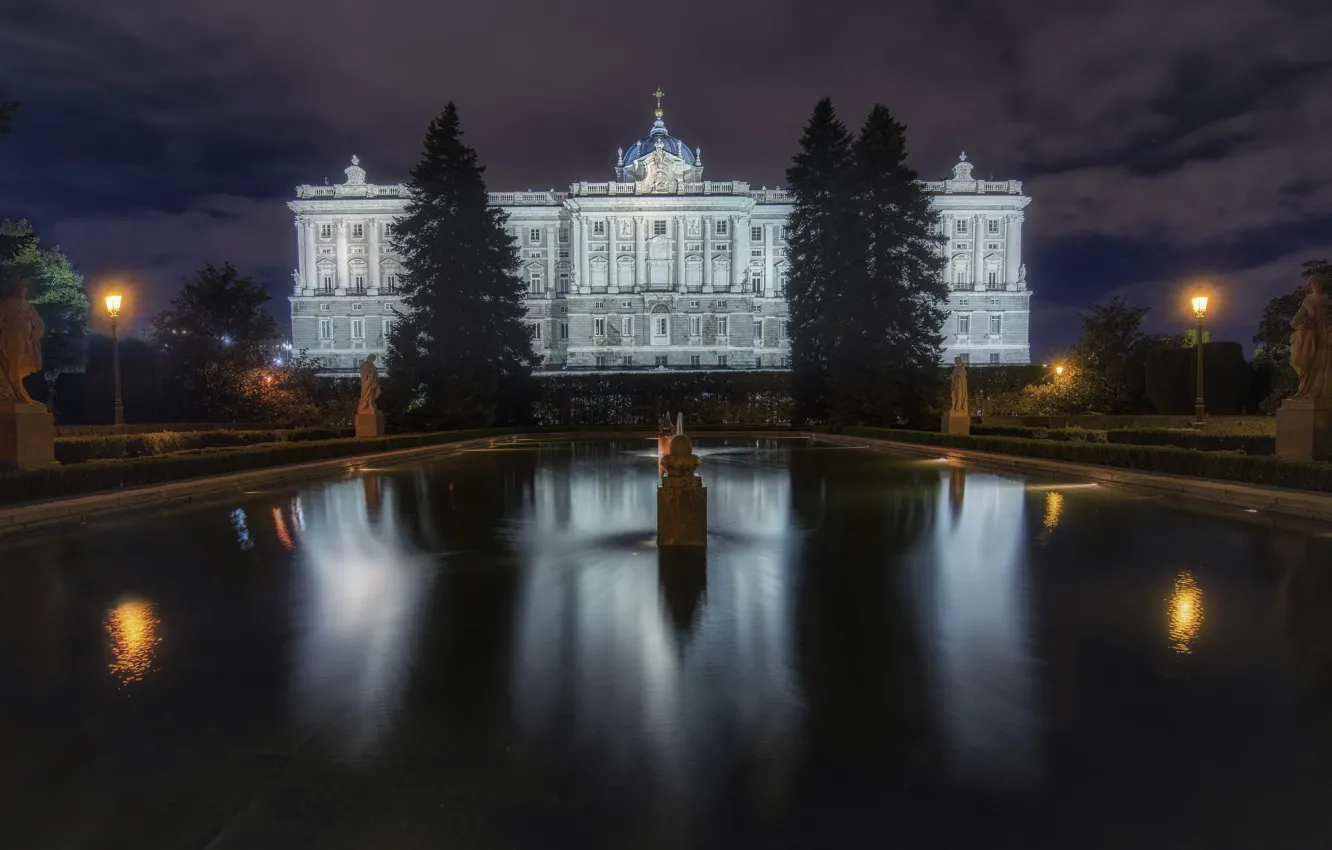 Photo wallpaper Madrid, Royal Palace, night