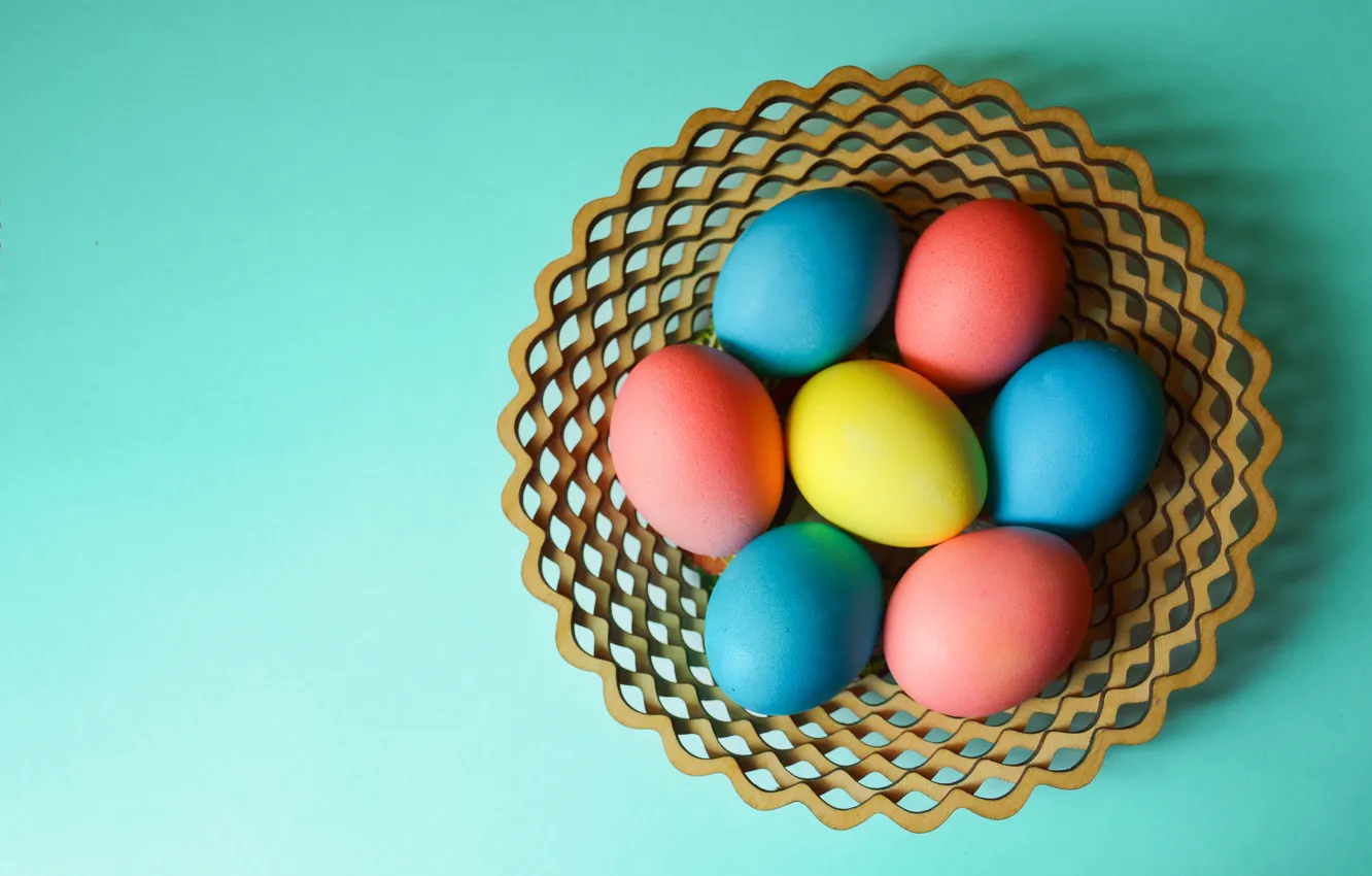 Photo wallpaper holiday, eggs, spring, Easter, colorful, network, painted, eggs