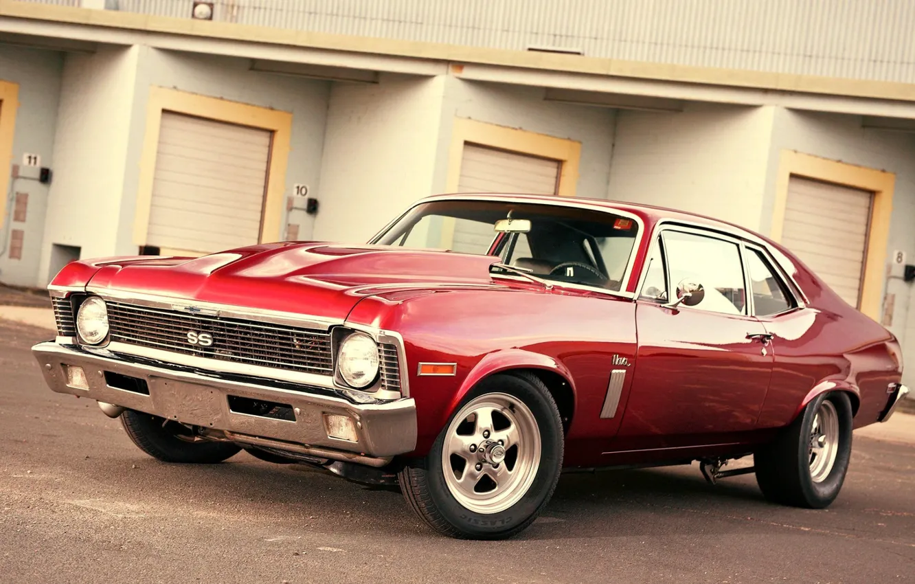 Photo wallpaper Chevrolet, Red, Old, American Muscle, .Nova
