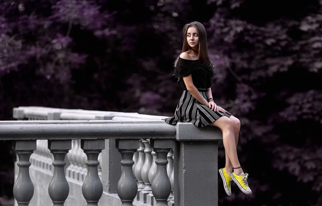 Photo wallpaper girl, sneakers, skirt, legs, Dasha