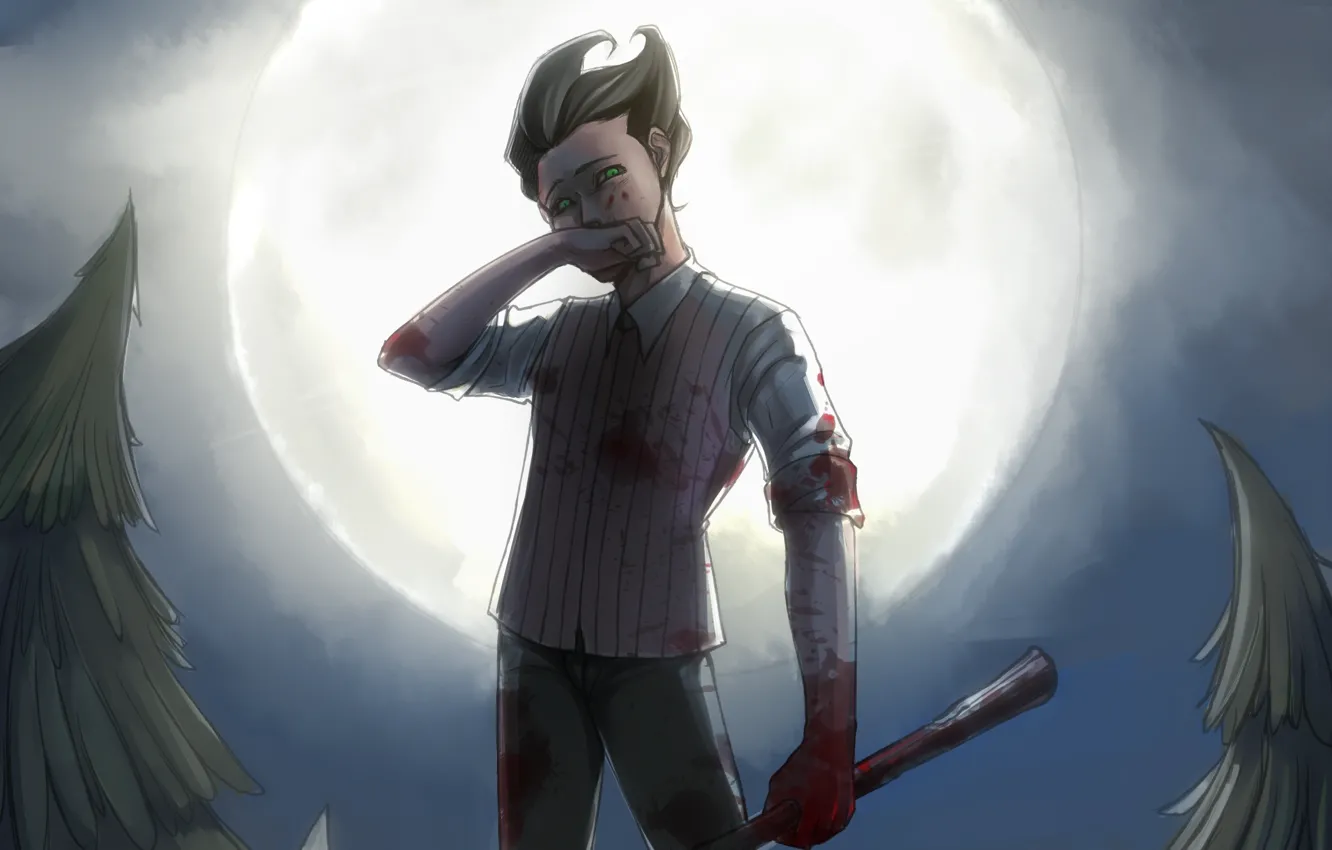 Photo wallpaper the moon, blood, the game, ate, art, guy, Wilson, Don't Starve