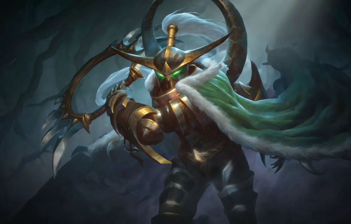 Photo wallpaper art, hero, horns, Night Elf, art, hero, Maiev Shadowsong, Hearthstone