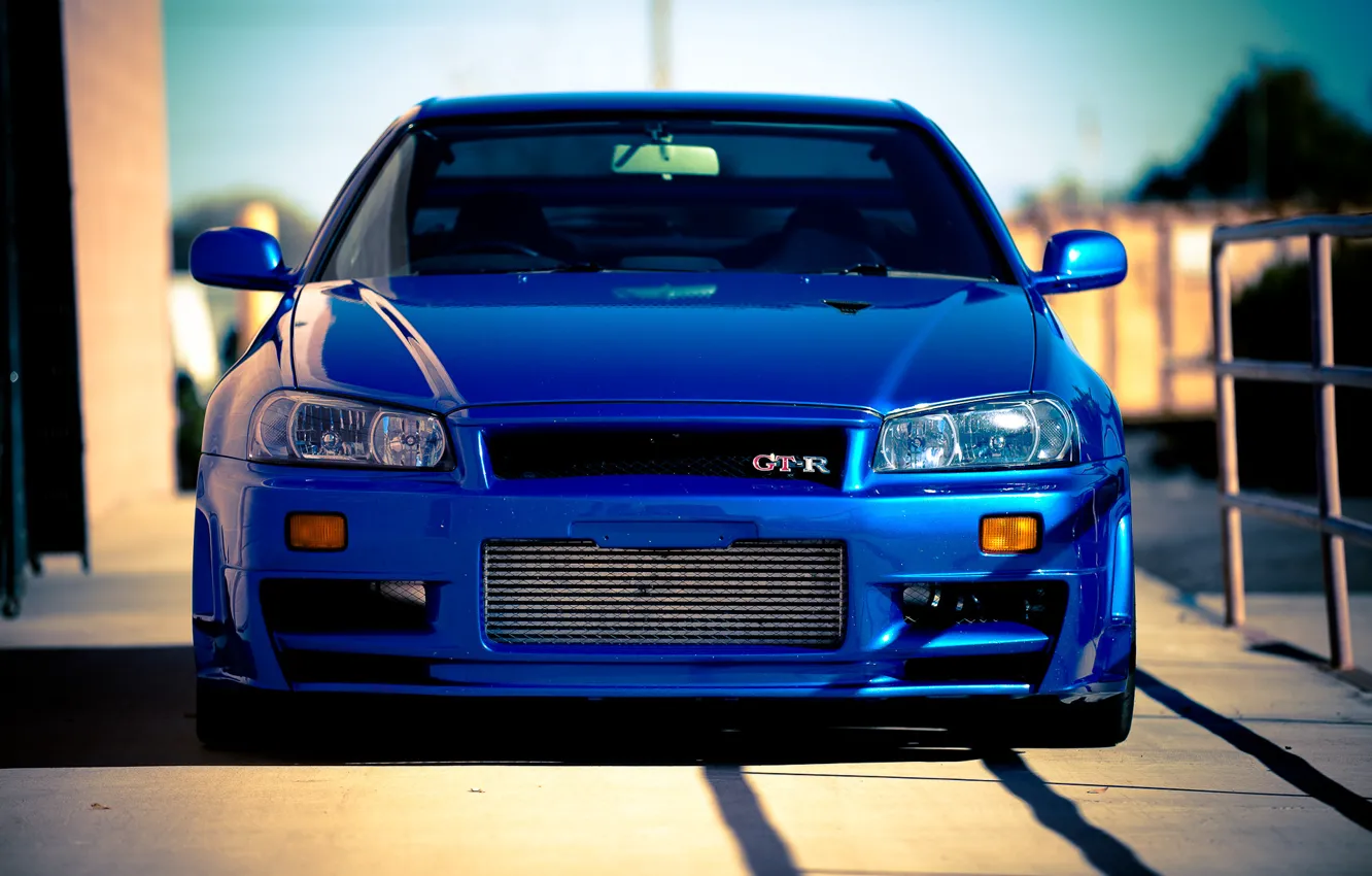 Photo wallpaper blue, Nissan, Nissan, blue, gt-r, Skyline, R34, skyline