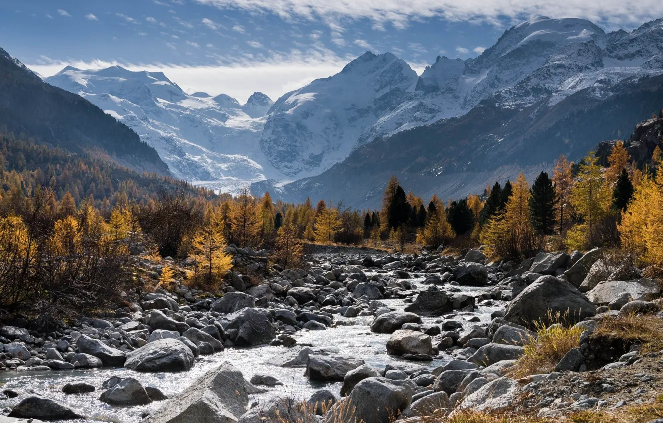Photo wallpaper river, mountain, rocks