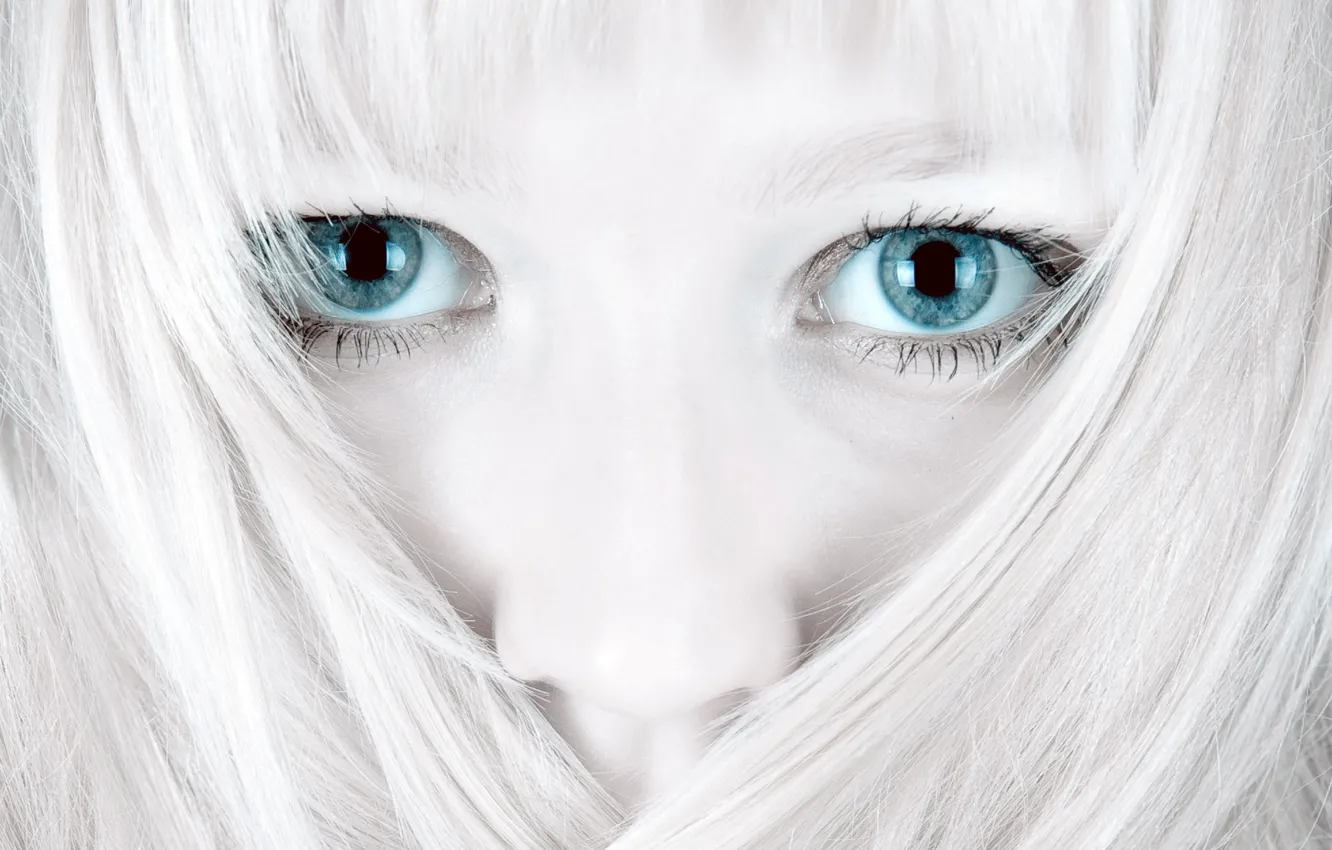 Photo wallpaper white, eyes, hair, 155
