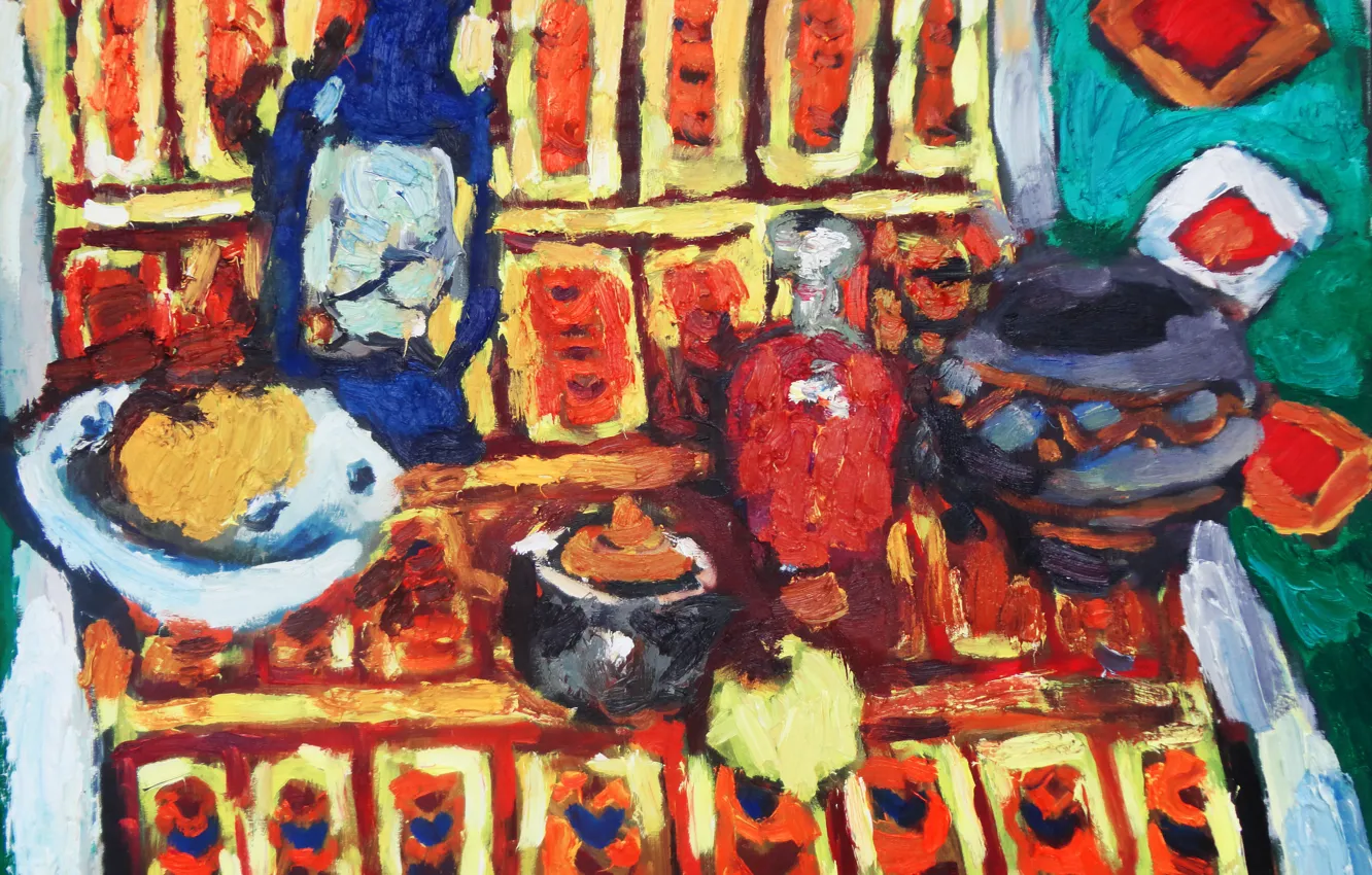 Photo wallpaper kettle, still life, hourglass, decanter, 2013, The petyaev