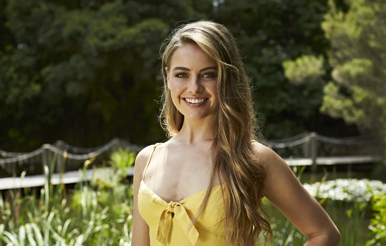 Photo wallpaper look, girl, smile, sweetheart, model, hair, actress, girl