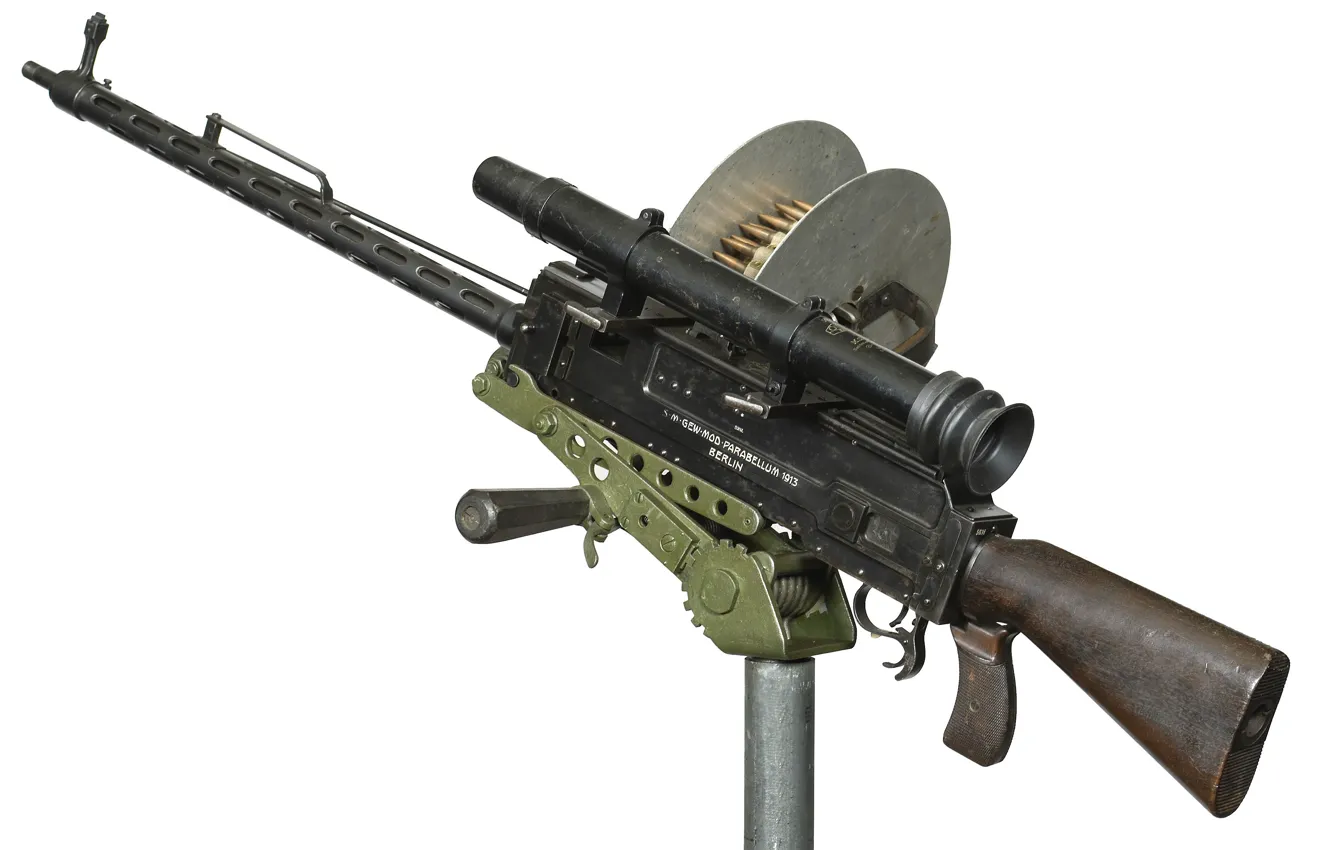 Photo wallpaper machine gun, sight, coil, optical, M1913, Parabellum, Austrian, Black loose