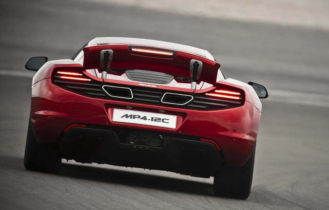 Photo wallpaper McLaren, red, MP4-12C, the rear part
