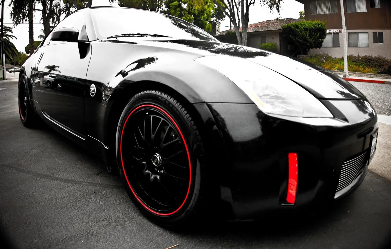 Photo wallpaper red, black, Nissan, 350z