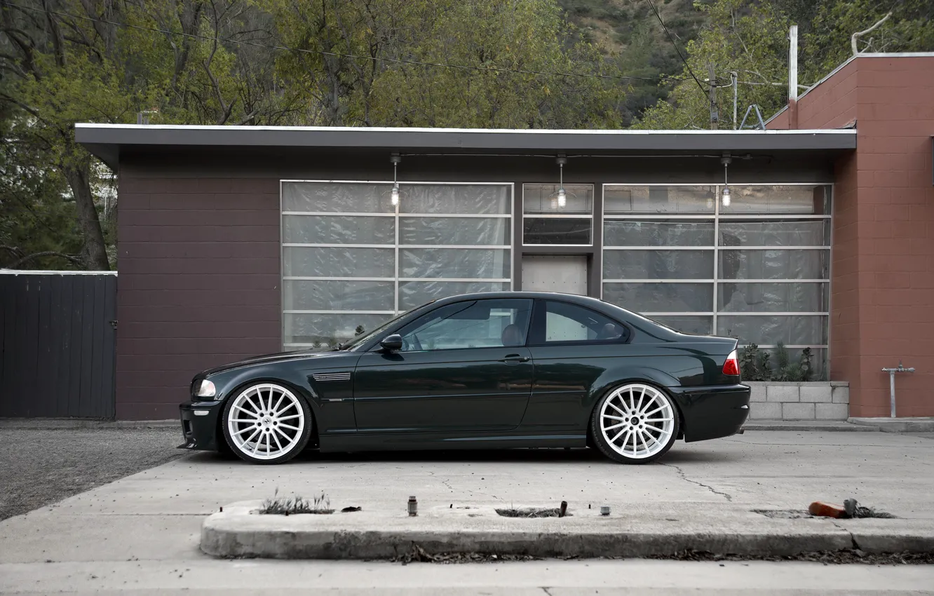 Photo wallpaper BMW, E46, Wheels, Dark green