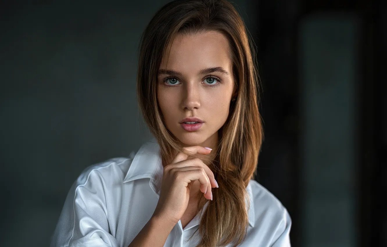 Photo wallpaper look, girl, face, pose, photo, portrait, Rus