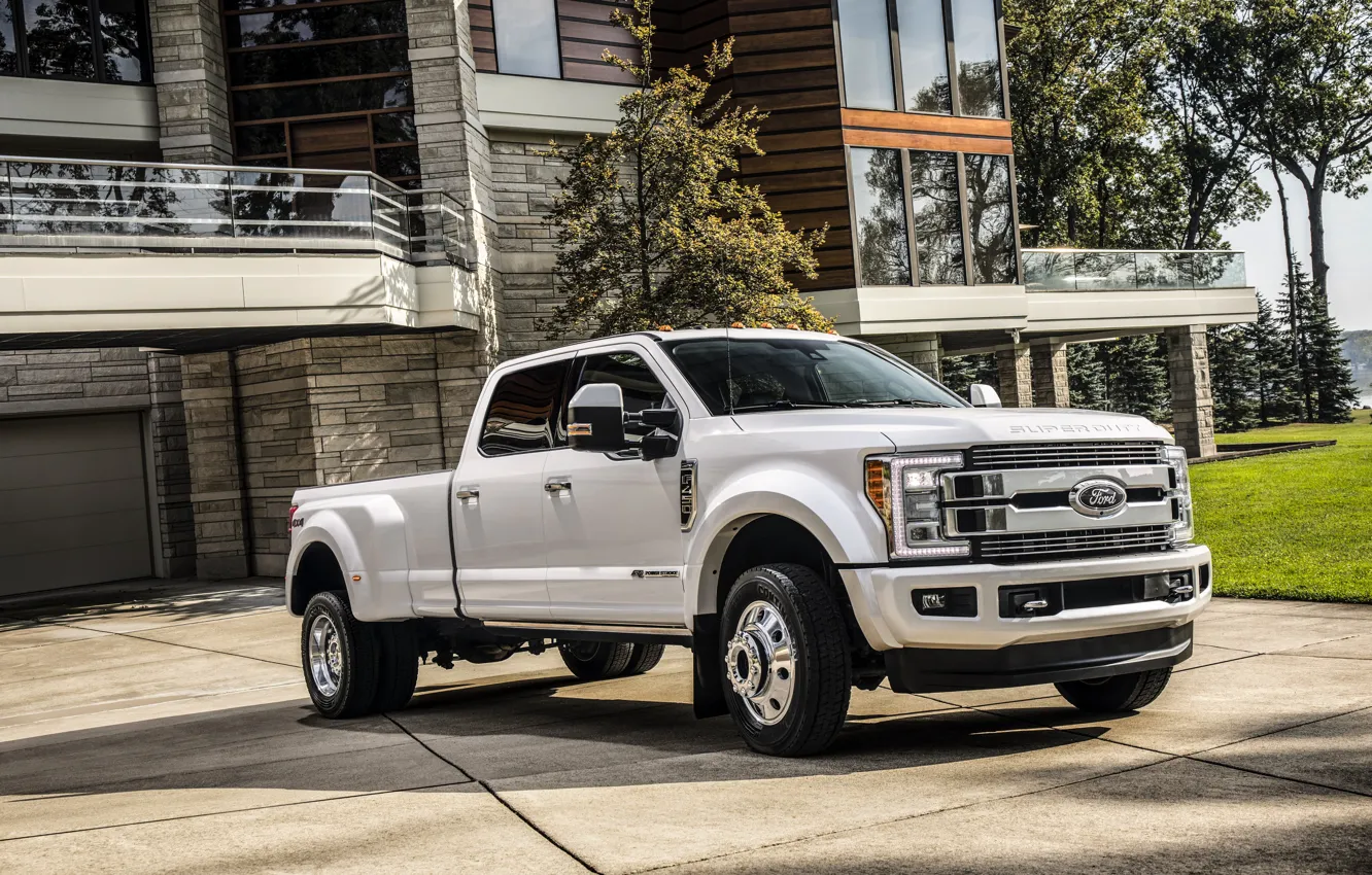Photo wallpaper the building, Ford, facade, pickup, 4x4, 2018, 440 HP, Super Duty