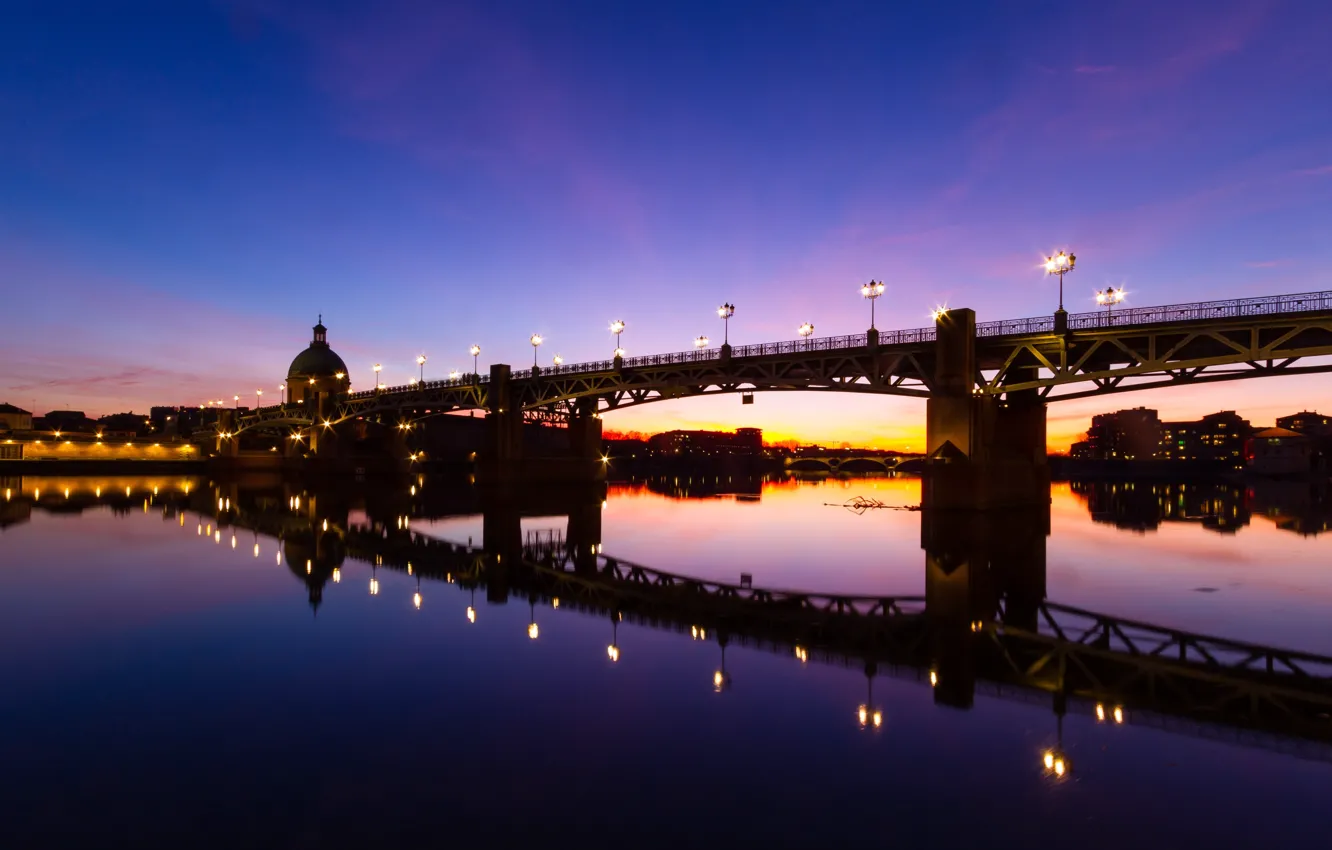 Photo wallpaper France, France, Toulouse, Toulouse, The Garonne River, Saint-Pierre Bridge, Saint Pierre Bridge, Garonne River
