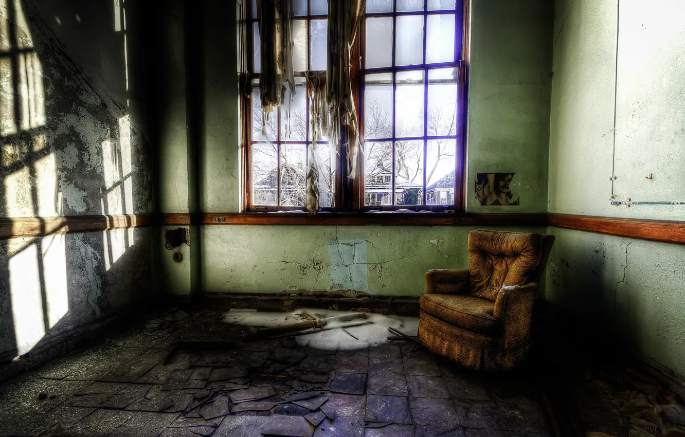 Photo wallpaper room, chair, window