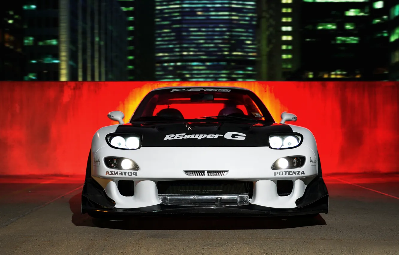 Photo wallpaper car, night, tuning, mazda, rx7, tuning, rx-7