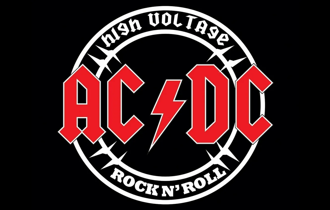 Photo wallpaper music, the inscription, logo, group, black background, AC/DC