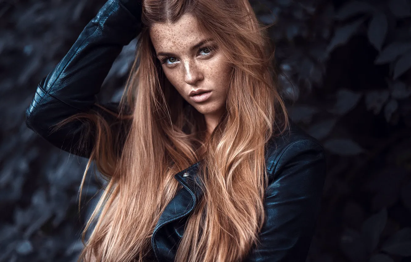 Photo wallpaper look, face, hair, portrait, freckles, red, redhead, freckled