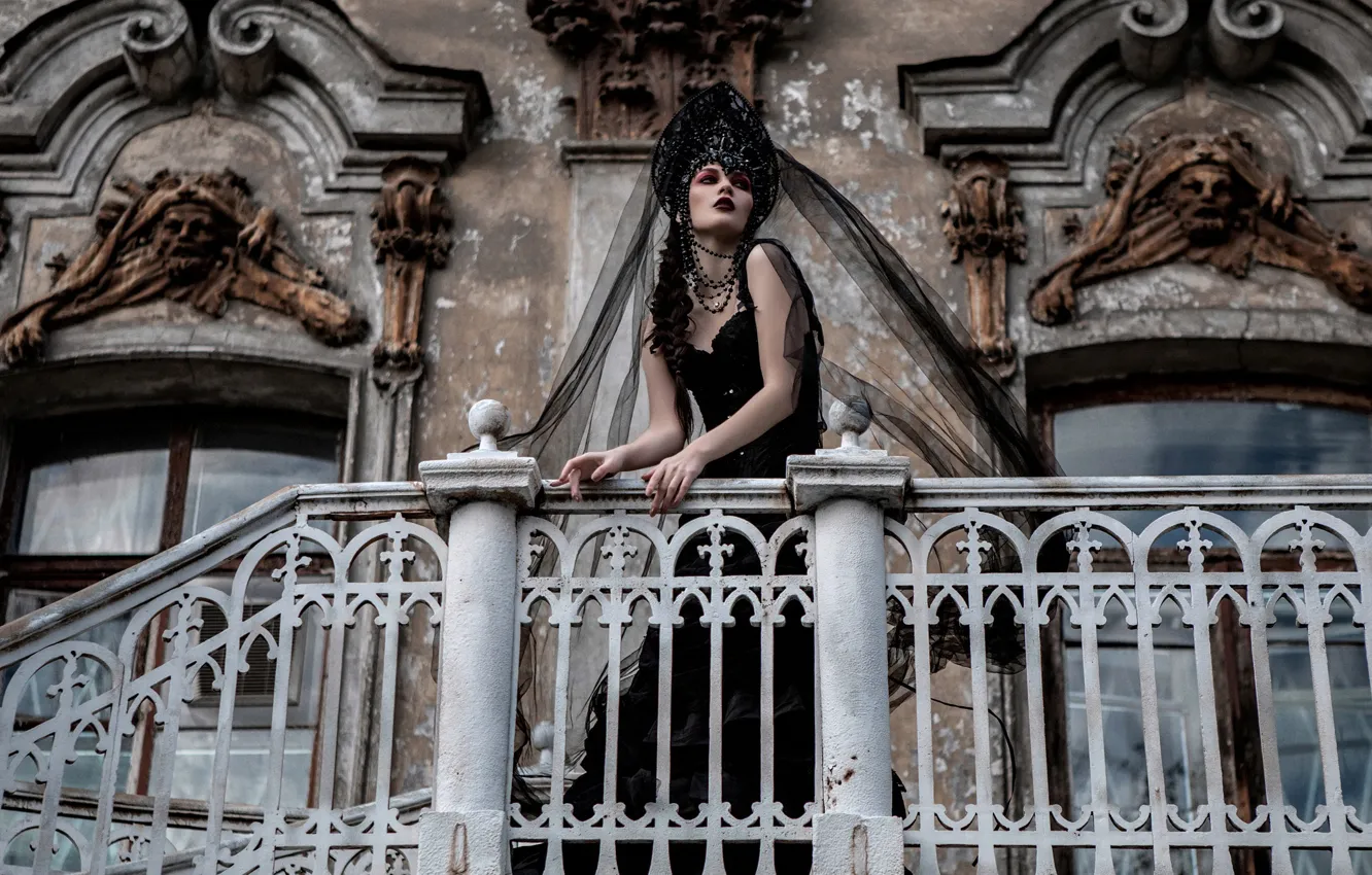 Photo wallpaper girl, pose, style, model, makeup, dress, kokoshnik, by Anna Konofalova