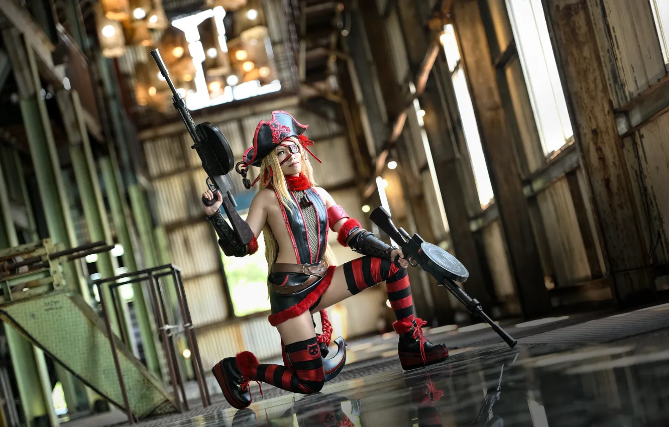 Photo wallpaper girl, weapons, costume, cosplay