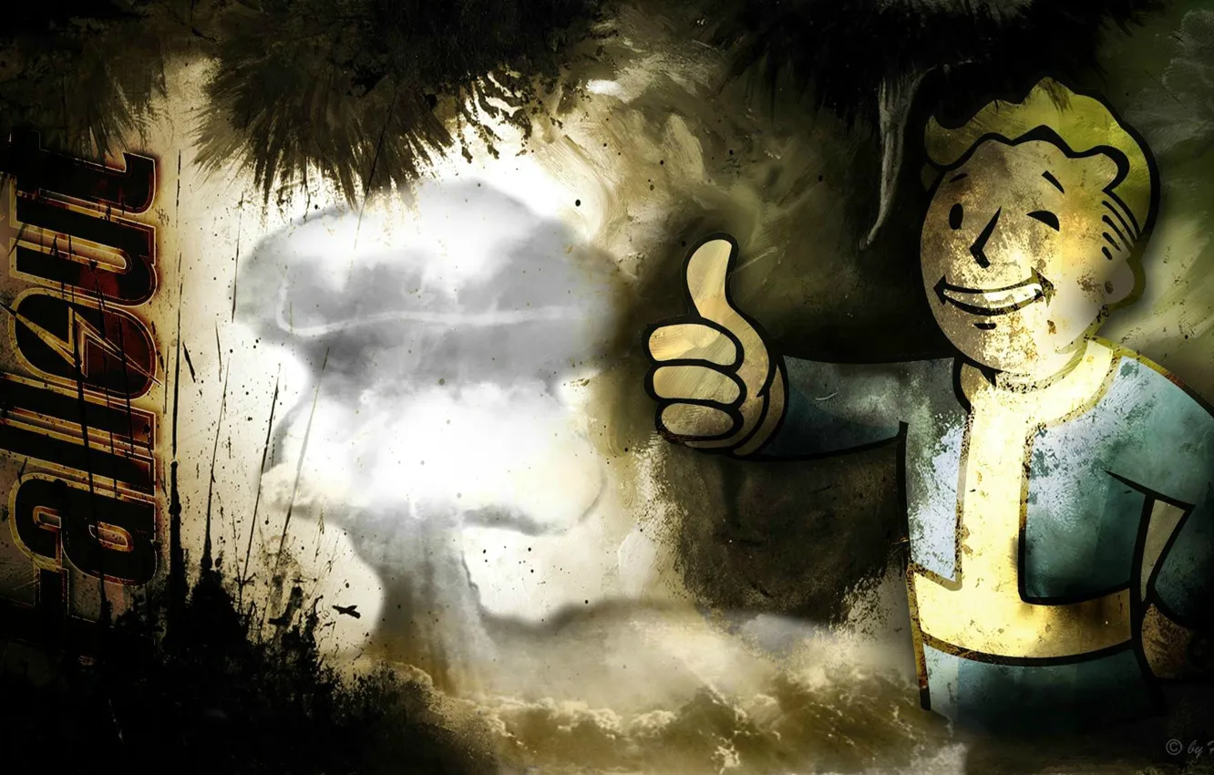Photo wallpaper the game, Fallout 3, vault-boy, computer