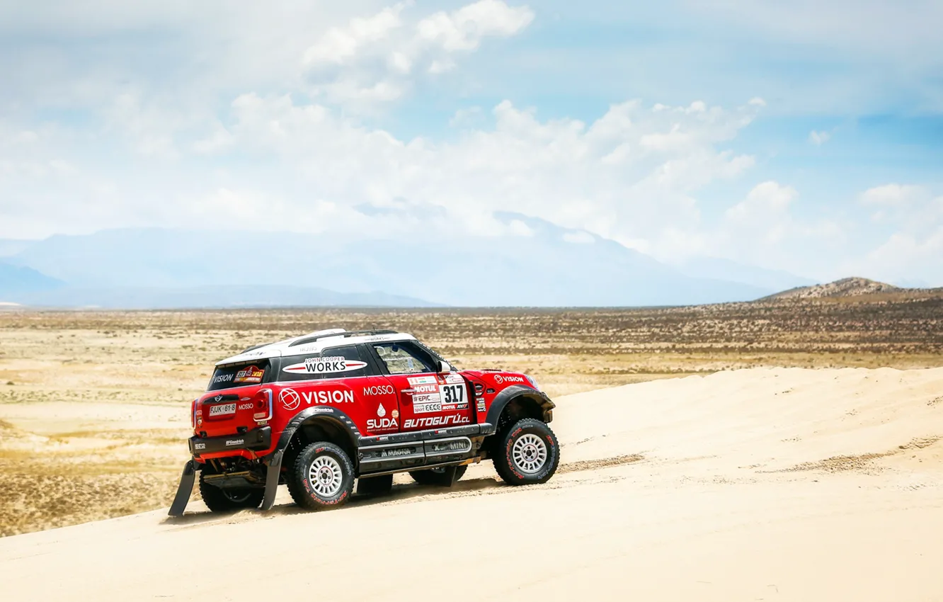 Photo wallpaper Sand, Red, Mini, Sport, Desert, Speed, Race, Rally