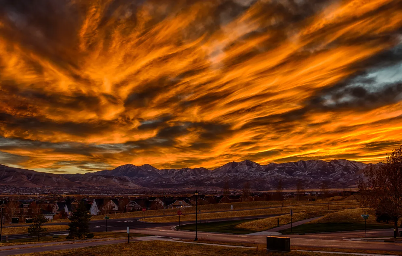 Photo wallpaper Sunset, Daybreak, South Jordan, Sunrise Mountain Park