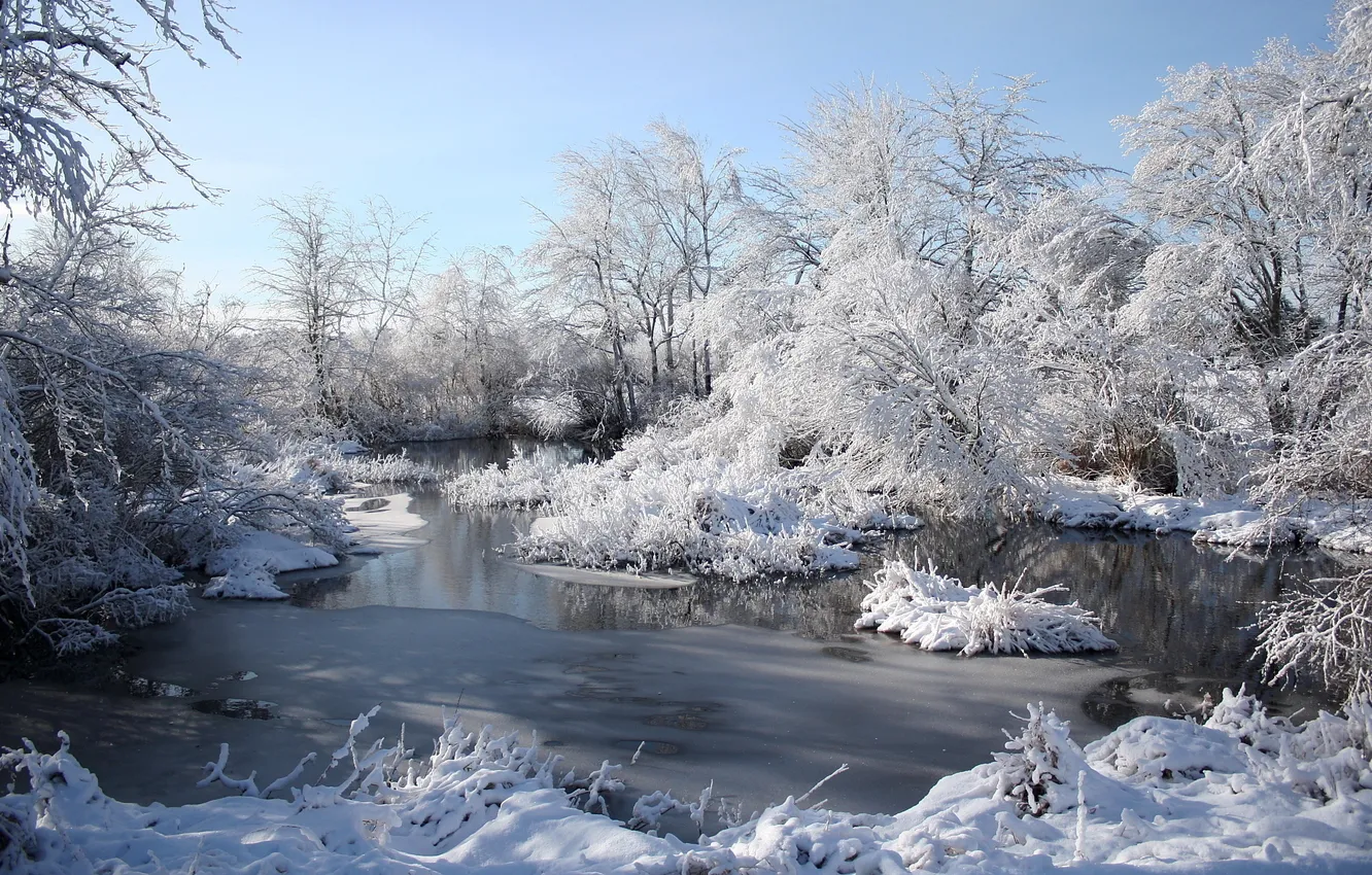 Photo wallpaper winter, landscape, river