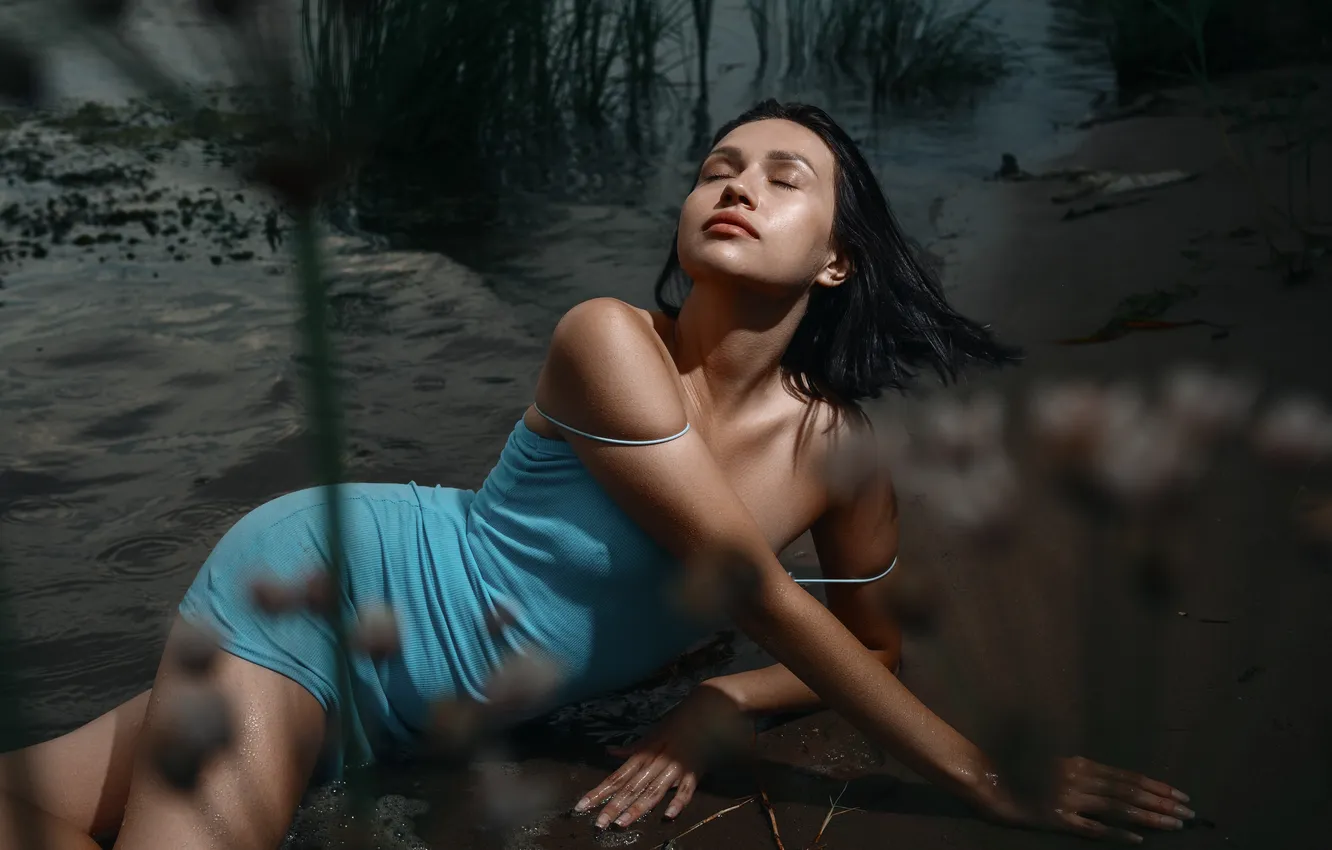 Photo wallpaper photoshoot, Eugene, closed eyes, Vadim Mironov