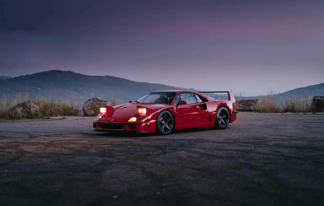 Photo wallpaper F40, Black, Evening, Wheels