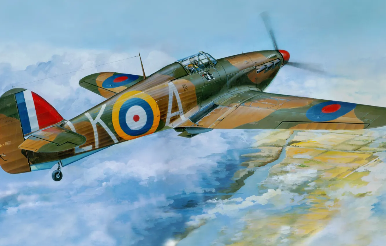 Photo wallpaper figure, art, Hurricane, Hawker, British single-seat fighter