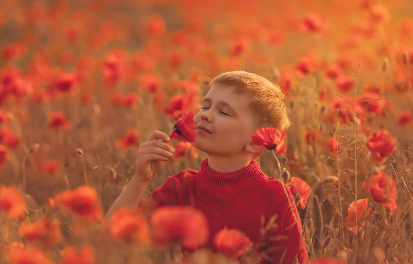 Photo wallpaper summer, flowers, red, pose, mood, stay, clothing, Maki