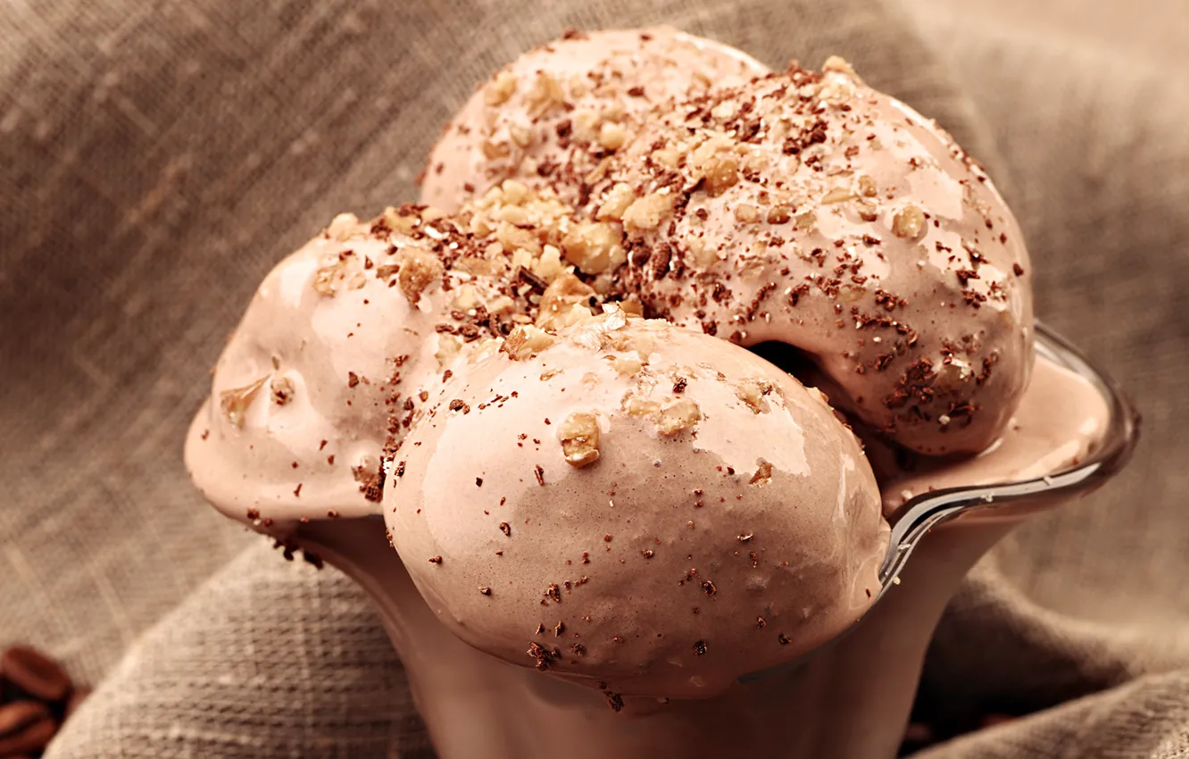 Photo wallpaper ice cream, dessert, nuts