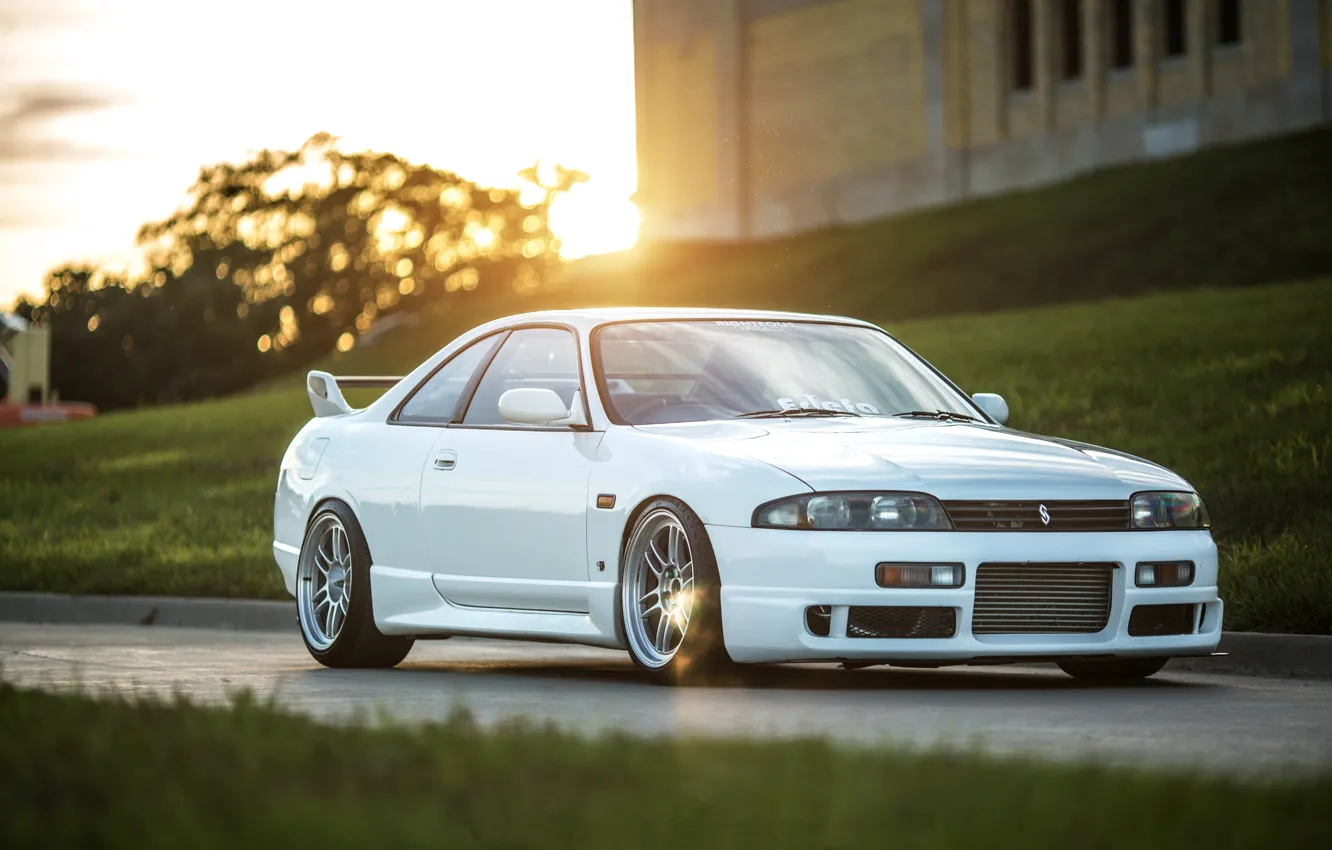 Photo wallpaper Nissan, white, Skyline, R33