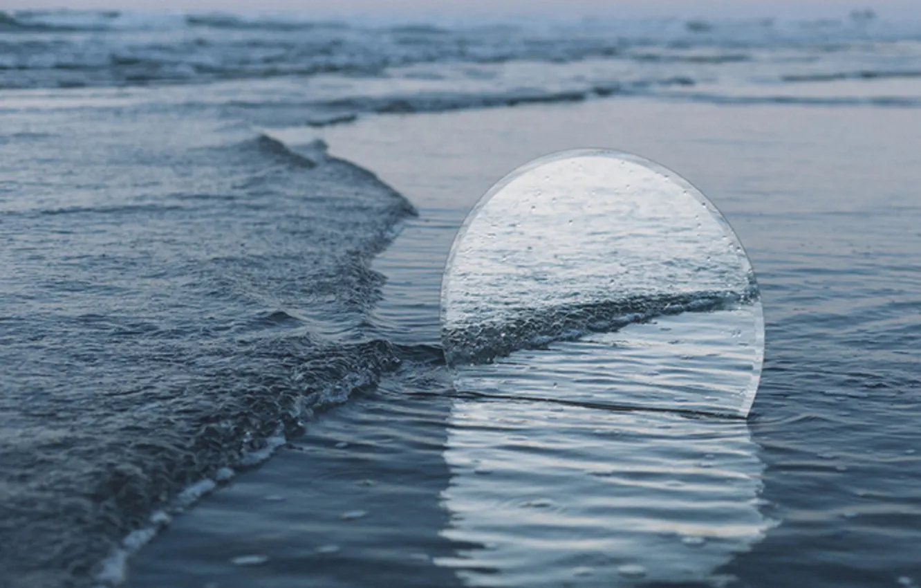 Photo wallpaper wave, water, landscape, nature, reflection, mirror