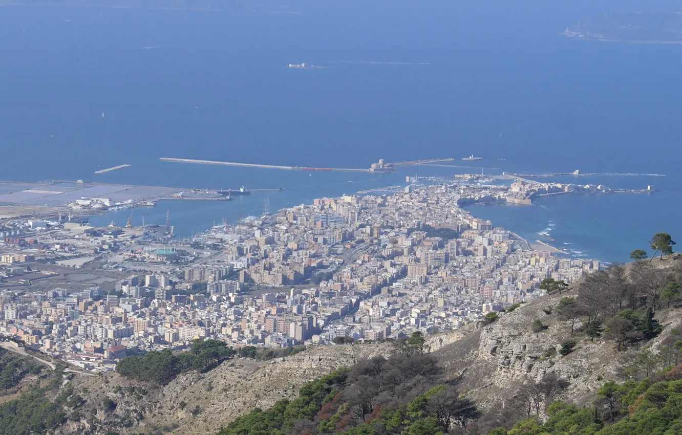 Photo wallpaper sea, Italy, panorama, Sicily, Trapani