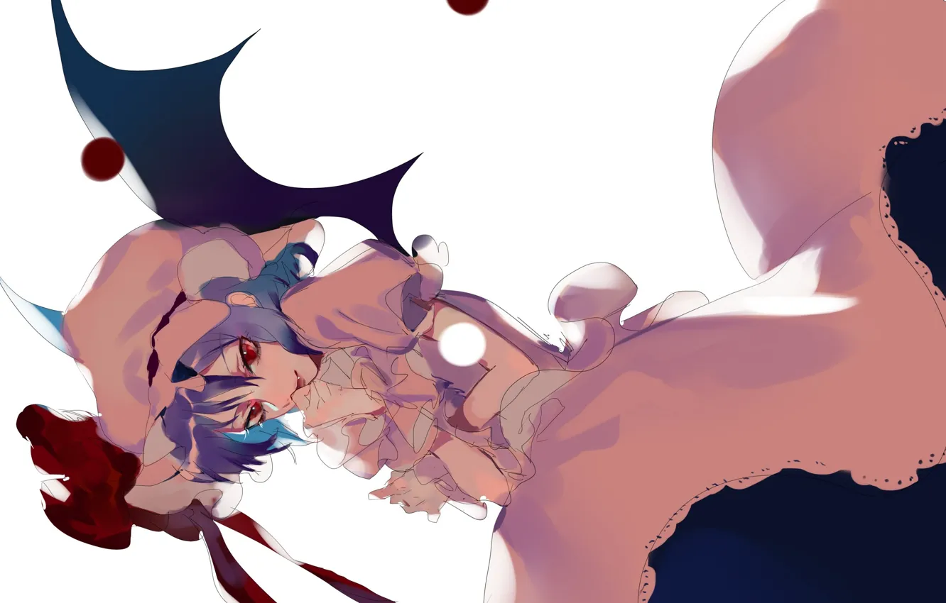 Photo wallpaper blood, spot, red eyes, touhou, vampire, Touhou Project, Remilia Scarlet, hell of a grin