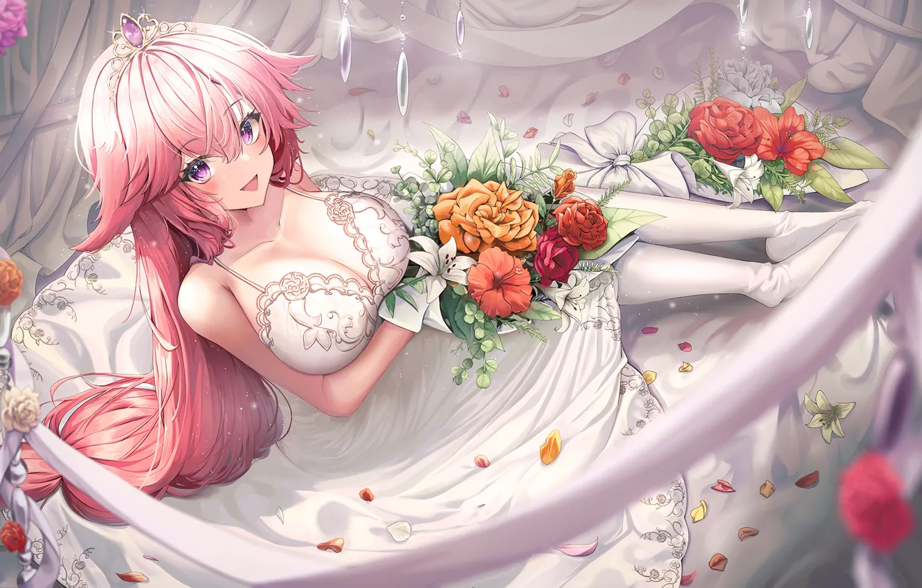 Photo wallpaper gadis kawaii, ya miko, dampak genshin