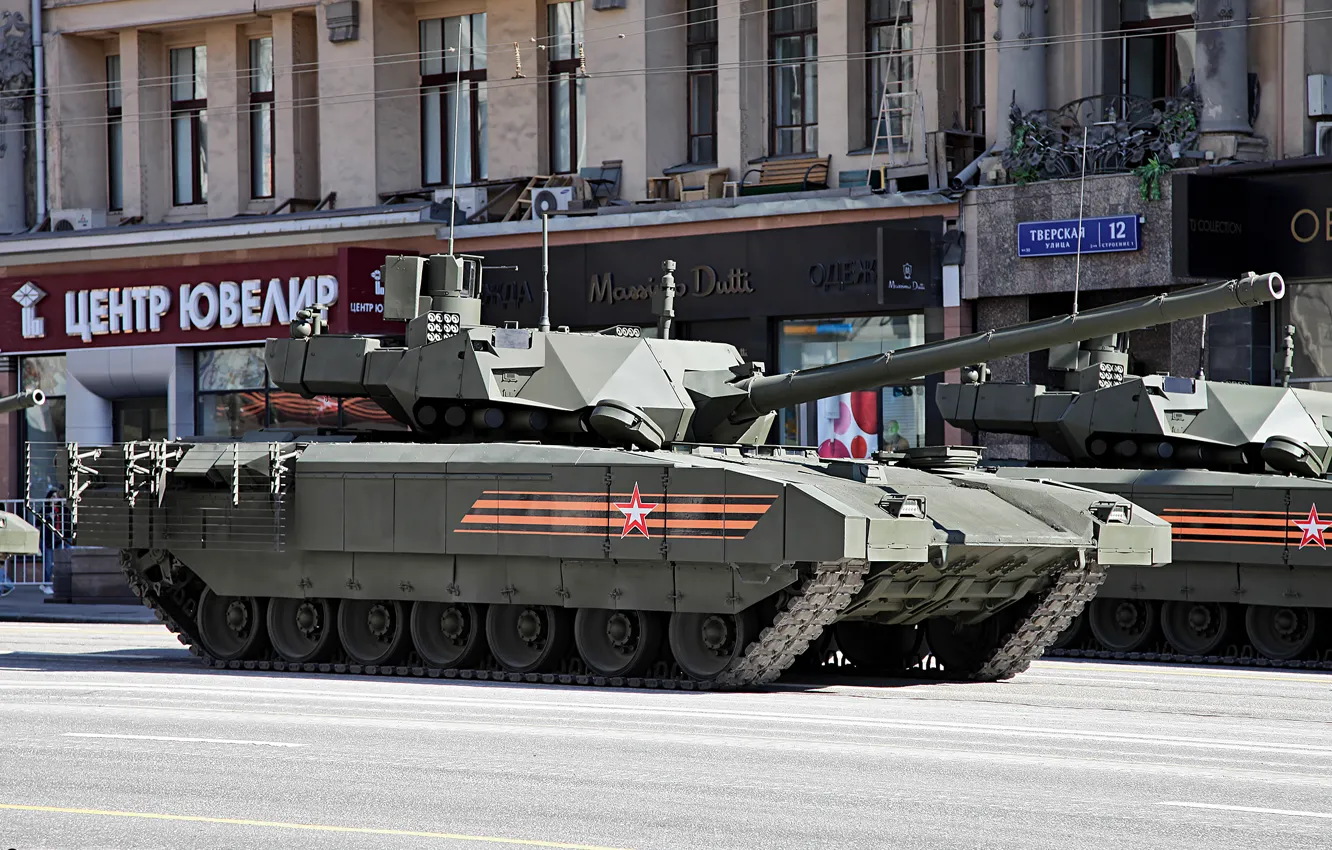 Photo wallpaper Moscow, Victory Parade, May 9, Armata, T-14, Rehearsal