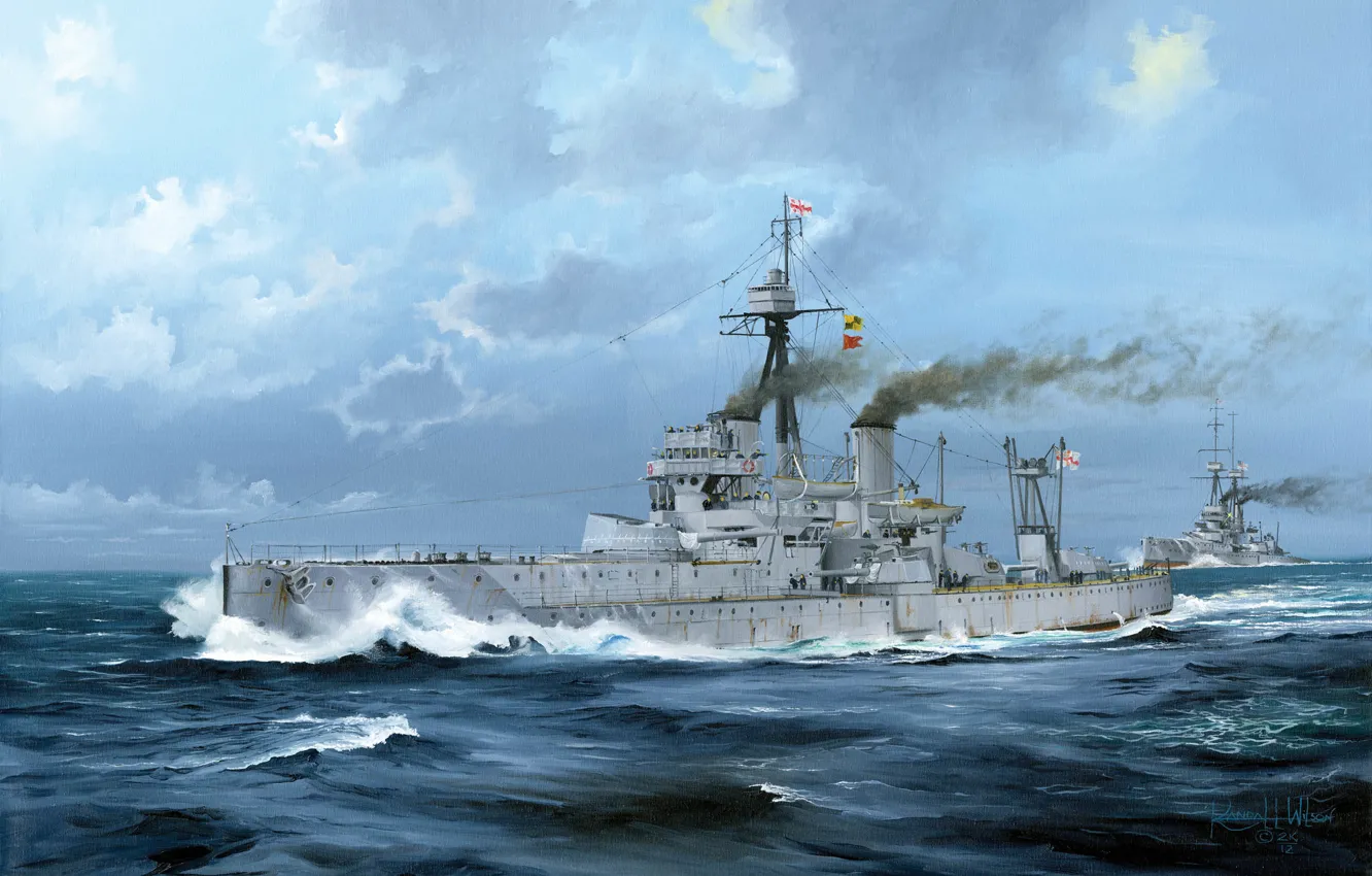 Photo wallpaper ship, art, Navy, Dreadnought, military, battleship, British, battleship