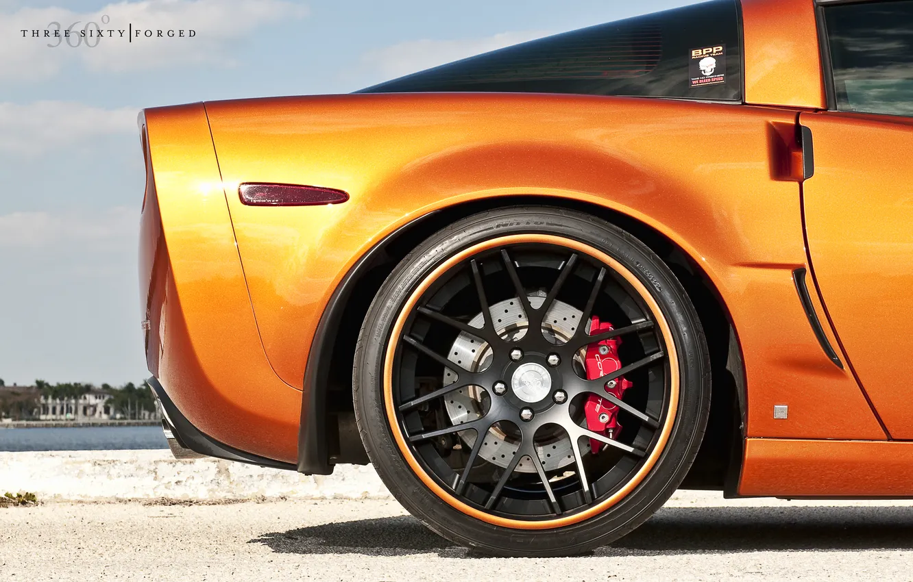 Photo wallpaper orange, Z06, Corvette, Chevrolet, Chevrolet, Corvette, orange, 360 three sixty forged