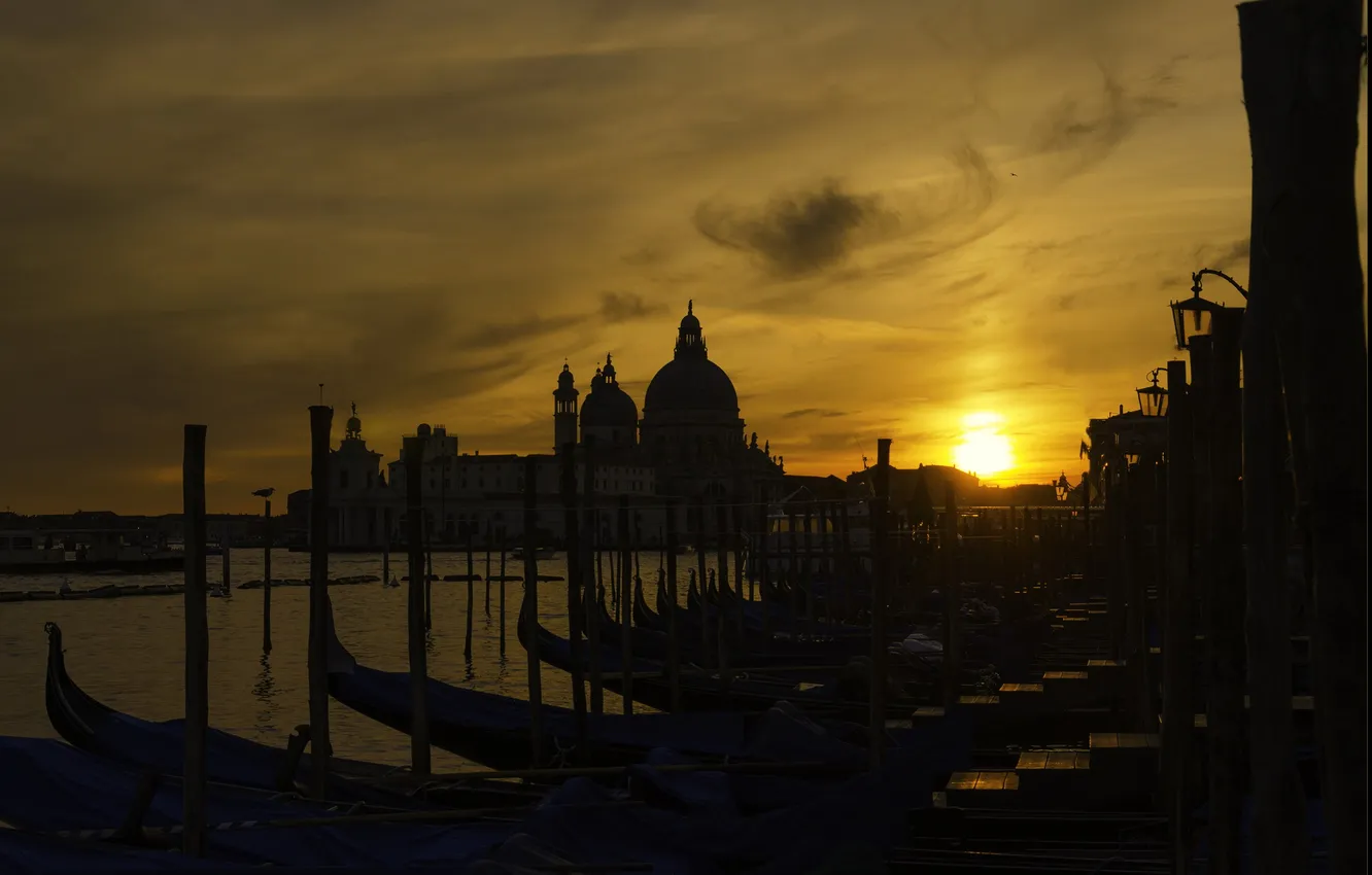 Photo wallpaper sunset, Italy, Venice, twilight