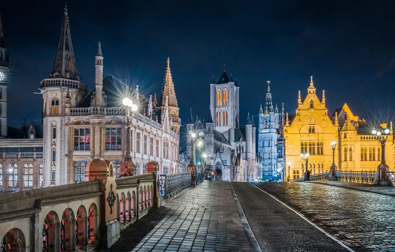 Photo wallpaper bridge, building, home, Belgium, architecture, Belgium, Ghent, Ghent