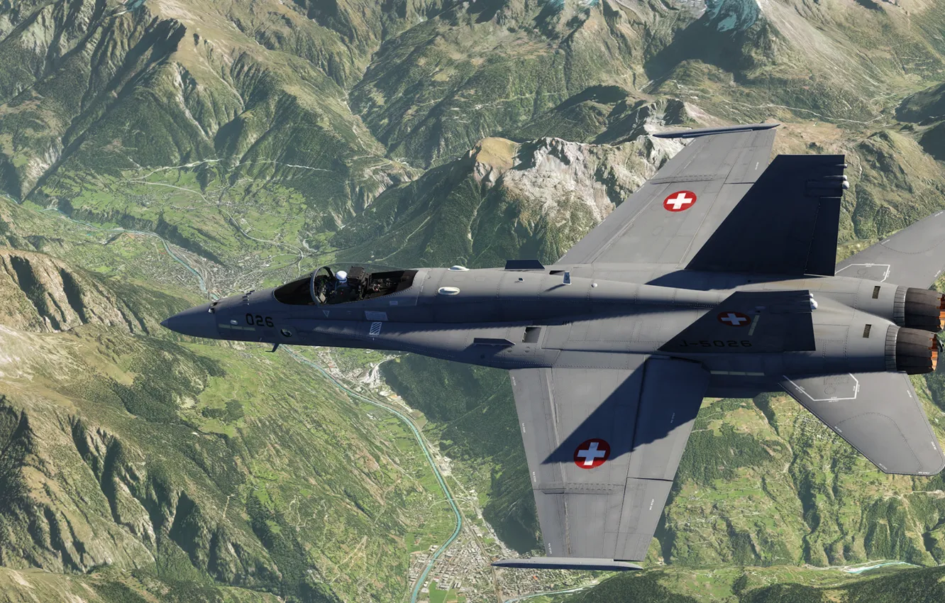 Photo wallpaper rendering, landscape, fighter, multipurpose, Hornet