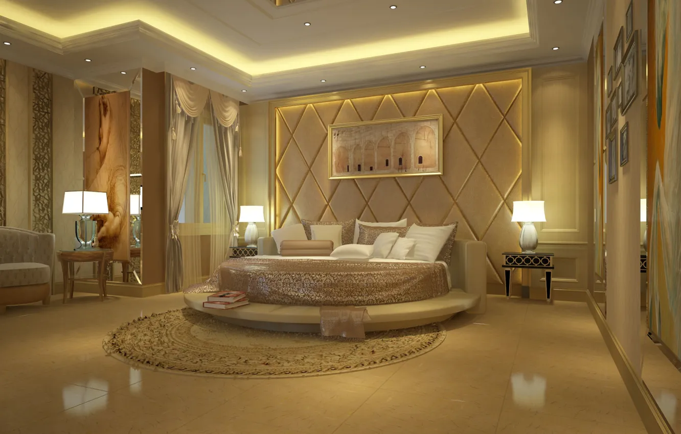 Photo wallpaper design, room, bed, interior, picture, bedroom