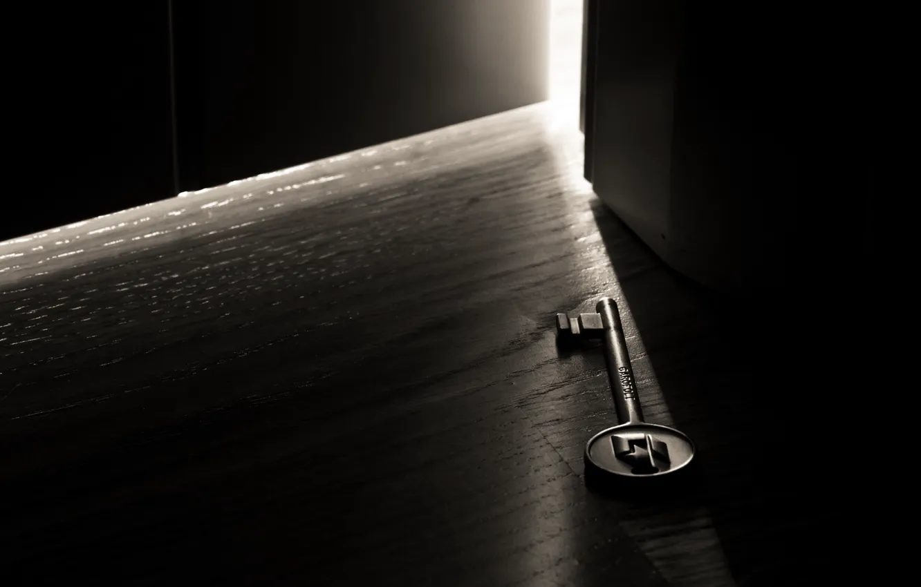 Photo wallpaper light, darkness, room, the door, macro key