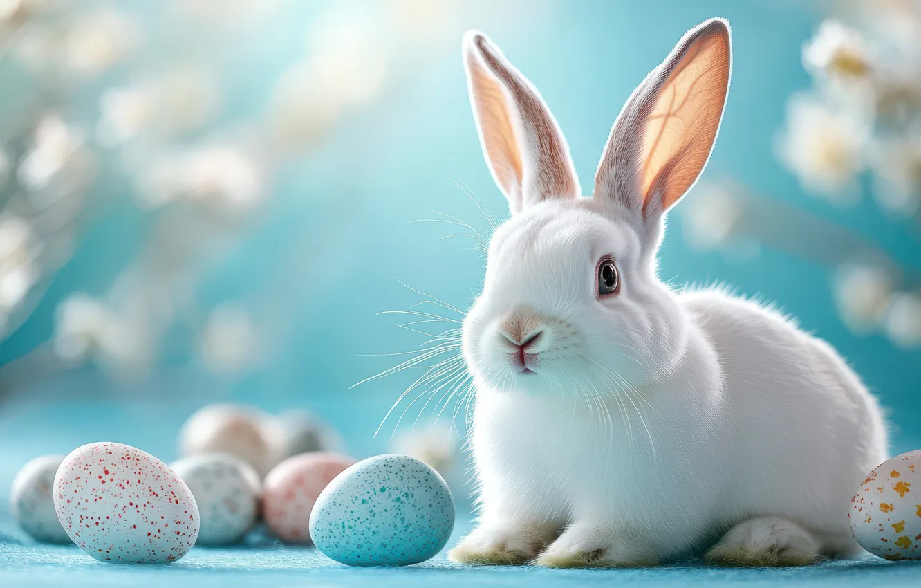 Photo wallpaper holiday, hare, eggs, spring, rabbit, Easter, Bunny, Easter
