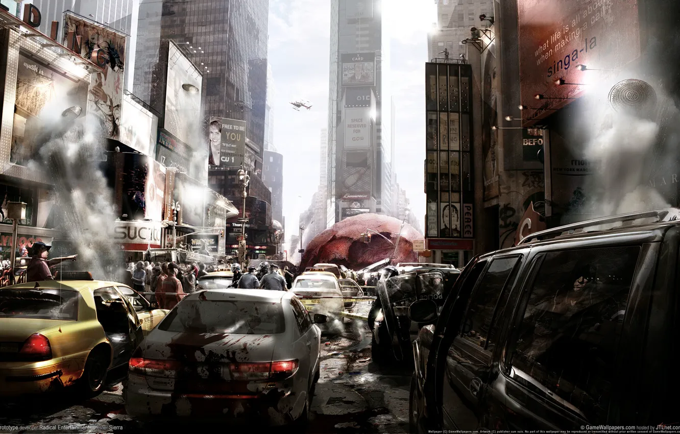 Photo wallpaper machine, the city, people, Prototype, chaos, new York, virus, epidemic