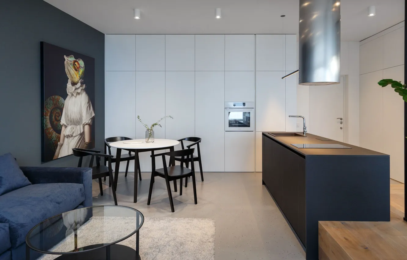 Photo wallpaper design, style, interior, kitchen, living room, dining room, by Svoya Studio, small space